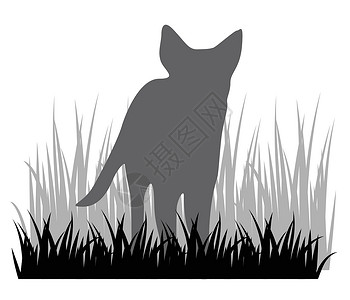 农家院草地标志上的休光狗设计图片
