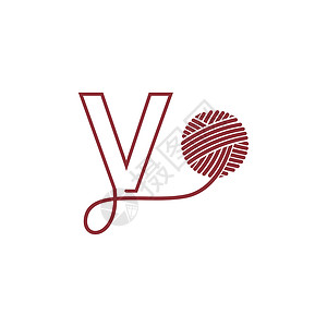 编织球文字 V 和 线条图标设计插图 skein设计图片
