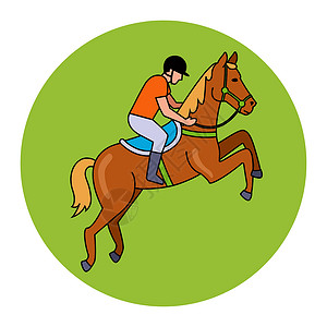 障碍赛骑马的骑手跳过障碍物 在赛道上越过障碍物动物优胜者马背力量骑士小马障碍骑术插图高度设计图片