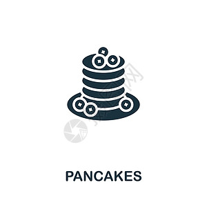 薄煎饼Pancake 图标 用于模板 网络设计和信息图的单色简单线条快餐图标标识盘子饼子谷物平底锅食物中风插图巧克力糖果设计图片