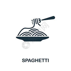 大虾意大利面Spaghetti 图标 用于模板 网络设计和信息图的单色简单线条快餐图标餐厅食物送货咖啡店面条盘子果汁烹饪厨师午餐设计图片
