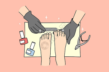 人脚趾女人在美发店里修脚设计图片