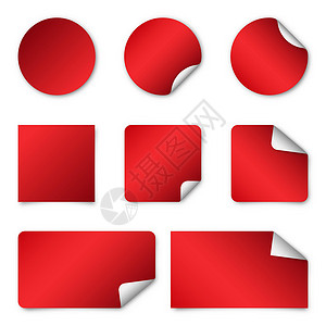 粘合剂红纸贴纸 矢量插图设计图片