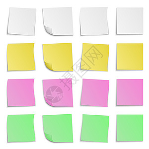 粘合剂一组彩色纸贴纸 矢量插图设计图片