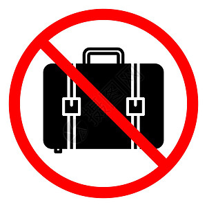 公文包标志行李禁令图标 没有行李标志 手提箱是被禁止的 旅行概念圆圈注意力假期航程插图案件公文包安全游客警告设计图片