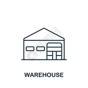 仓库图标 用于模板 网络设计和信息图的单色简单图标Name男人生产插图单元建筑运输工人架子送货中心设计图片