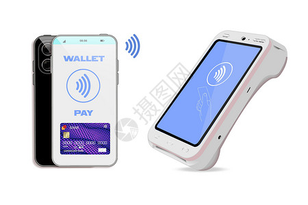 调用矢量逼真的 3d 支付 Wi-Fi 机 智能手机 Pos 终端 电话 信用卡上白色孤立 银行支付终端 电话 样机的设计模板 支付设计图片