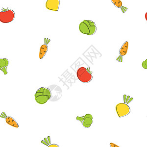 蔬菜线Samll季节蔬菜杂草无缝背景图形设计图片