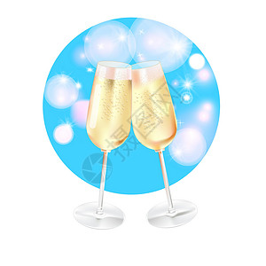 璃杯现实现实的香槟杯纪念日火花假期插图金子新年喜悦生日酒精设计图片
