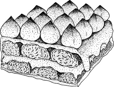 蛋糕素材黑白美味的甜点和甜点 手画出流行传统甜点的插图糖果庆典食物奶油烹饪面包牛奶美食生日假期设计图片