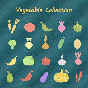 蒜茸拌甘蓝粘贴纸色硅片隔离蔬菜图标集设计图片