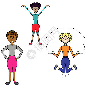 龙年拍照框活动布场女孩去参加运动 三次不同的妇女锻炼设计图片