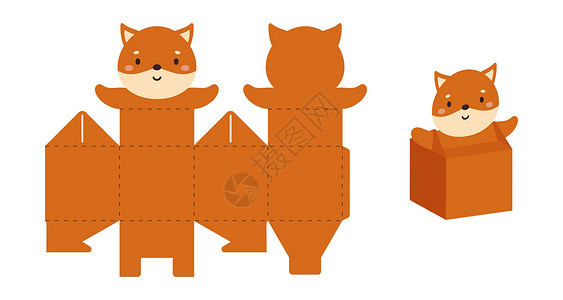 狐狸和猫打印 剪切 折叠 胶水 矢量库存图示设计图片
