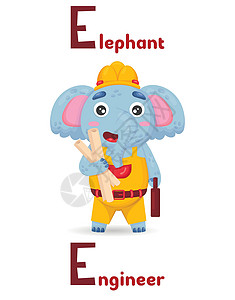 宝宝玩乐笑声拉丁字母ABC动物专业 从卡通风格的大象工程师开始 (笑声)设计图片