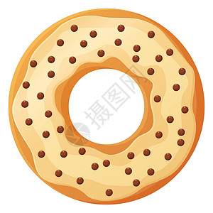 带粉红色釉面的明亮甜甜圈 没有节食日标志 不健康食品 甜快餐 糖零食 额外卡路里概念 在卡通风格的白色背景上孤立的种群矢量图设计图片