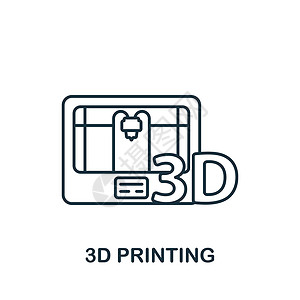 交互原型图3D 打印图标 用于模板 网络设计和信息图的线条简单图标设计图片
