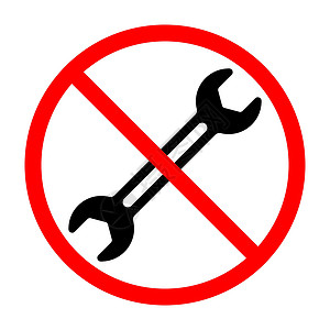 扳手使用图扳手禁令标志 禁止使用扳手 扳手的禁止标志标签圆形插图维修工业危险警告工具红色工作设计图片