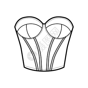 布氏鲸塑料杯 骨头 钩和眼闭合物的布氏延绳条内衣内衣技术时装图解计算机女士女性文胸绘画胸罩运动服饰游泳衣小样设计图片