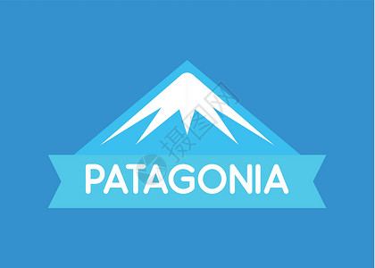 南迦巴瓦山巴塔哥尼亚 南美巴塔哥尼亚蓝色的矢量标志-旅行和旅游网站的标志设计图片
