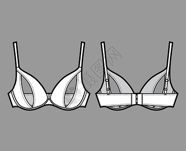 用可调整的肩带 下线 钩和眼闭合 用内衣技术时装图解女士文胸设计胸衣女性衣服计算机乳罩游泳衣男人设计图片