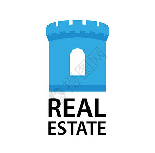 Logo与为房地产公司提供蓝色 白色和白色的Logo背景图片