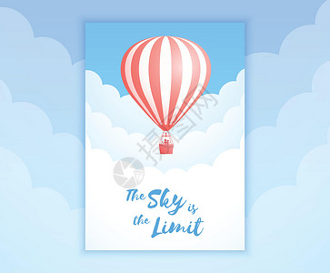红条纹天气气球空中飞行宣传横幅背景图片