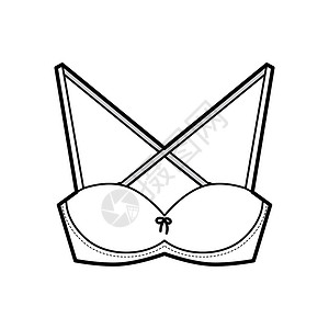 纯白蕾丝方盘Bra型可调制肩带 上钩和眼闭合的Bra型可兑换波盘内衣技术时装图解女性乳罩设计小样女士运动服饰计算机服装带子设计图片