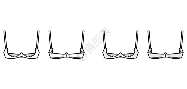 开挂人生布拉架开杯内衣技术时装图 用可调整的肩带 钩子和眼闭合女士胸罩胸衣男人运动乳罩计算机游泳衣服饰文胸设计图片