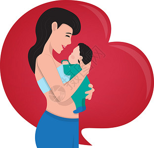 婴儿矢量icon母亲节 母亲和新生小儿子 矢量插图 校对 Portnoy设计图片