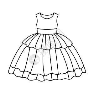 穿裙子的小女孩妇女着装图标 黑线裙子图标 女性时装概念精品购物衣服女孩服装派对魅力女士婚礼绘画设计图片