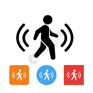 戴帽子跑步的人运动感感传感器安全系统信号矢量图标设计图片