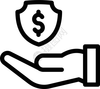 钱盾手掌插图货币商业银行金融安全储蓄订金投资信用设计图片