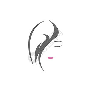 脸部轮廓女性美容头发标识图标签长发女孩洗发水发型温泉理发师理发化妆品插图设计图片