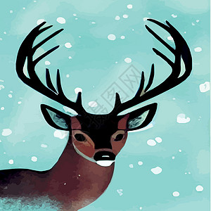 拉普兰景观与黑暗的冬天北部森林和野鹿肖像 矢量图 北方的野生动物场景植物地平线季节动物群艺术家庭织物木头哺乳动物设计图片