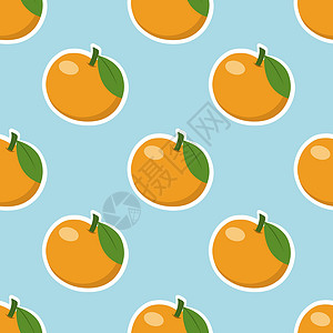 橘子包装无缝的蓝色图案与橘子 用于包装纸的无尽壁纸 缝制衣服 纺织品 织物印刷的背景设计图片