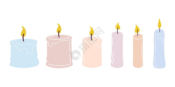 燃烧剪贴画一套燃烧的蜡烛 设计圣诞礼物设计图片