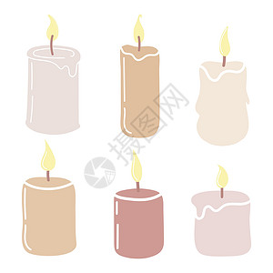 蜡烛香薰一套燃烧的香香蜡烛新年收藏烛光火焰烧伤生日照明卡通片周年剪贴设计图片