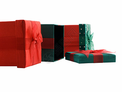圣诞节礼物 惊喜 盒子 展示 弓 白色的 绿色的背景图片