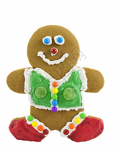 姜饼人 刨冰 假期 装饰的 曲奇饼 季节性的 白色的 小吃 圣诞节背景图片
