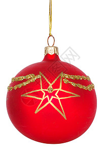 圣诞树装饰 假期 红色的 玻璃 球 庆典 星星背景图片