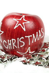 圣诞苹果 闪亮的 白色的 漂亮的 季节 十二月 圣诞老人背景图片