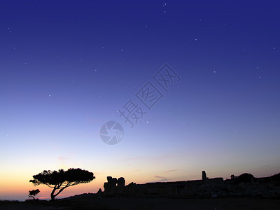寺庙和恒星 结盟 考古学 宁静 地中海 安详 美丽的背景图片