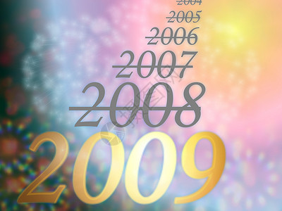 2009年新年 假期 出去 色彩缤纷 金子 插图背景图片