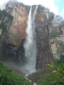 天使瀑布 冒险 假期 岩石 户外的 热带 风景背景图片