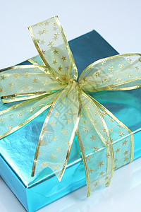 优雅蓝色礼物 展示 生日 假期 金子 圣诞节 弓背景图片