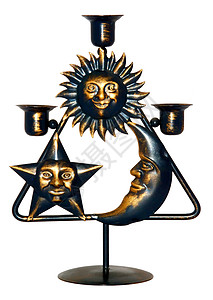 蜡烛持有者 金属丝 火焰 太阳 三角形的 星星背景图片