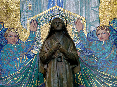 伯纳黛特法国卢尔德天主教马赛克 艺术 基督教 艺术品 金子 宗教背景