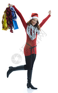 美丽的有天份的女人 红色的 礼物 假期 喜悦背景图片