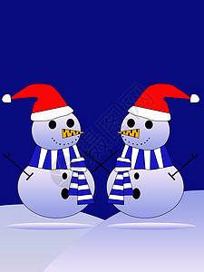 两个雪人 卡片 寒冷 鼻子 圣诞节 寒意 冰冷 蓝色的图片
