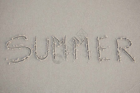 夏天写在沙滩上 户外 海滩 棕色的 海岸线 假期 自然背景图片